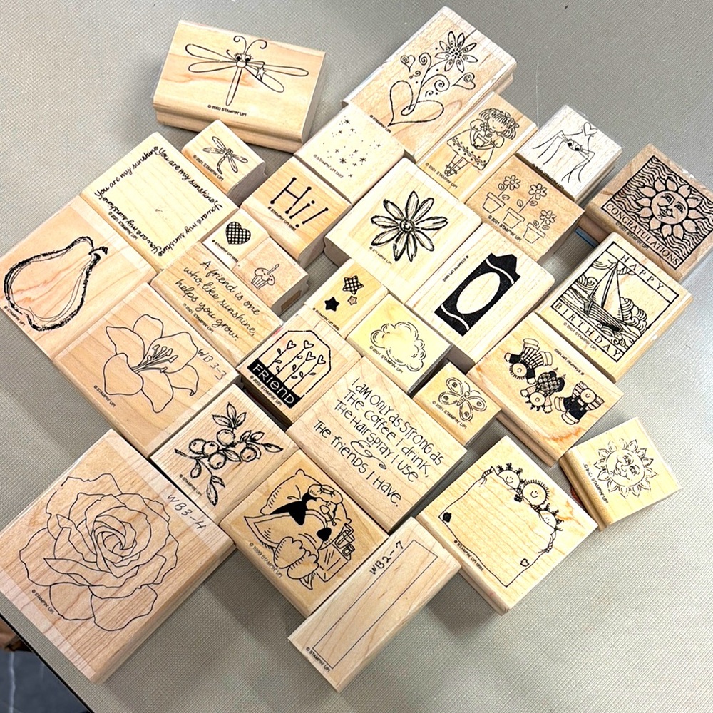 28 Stampin’ Up! Wooden Rubber Stamp Set with Various Designs and 1 dawn houser